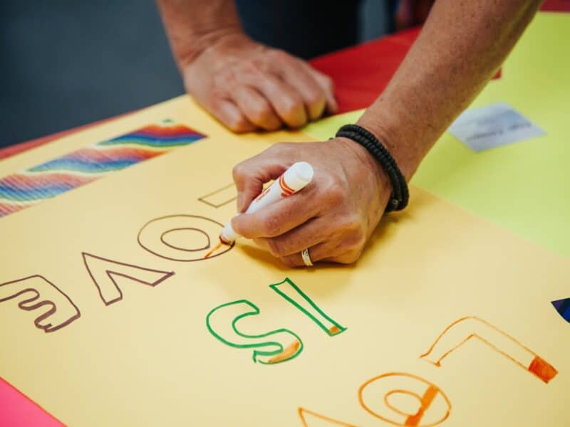 Kamloops LGBTQ2S+ students prepare signs for the 2017 Kamloops Pride Parade