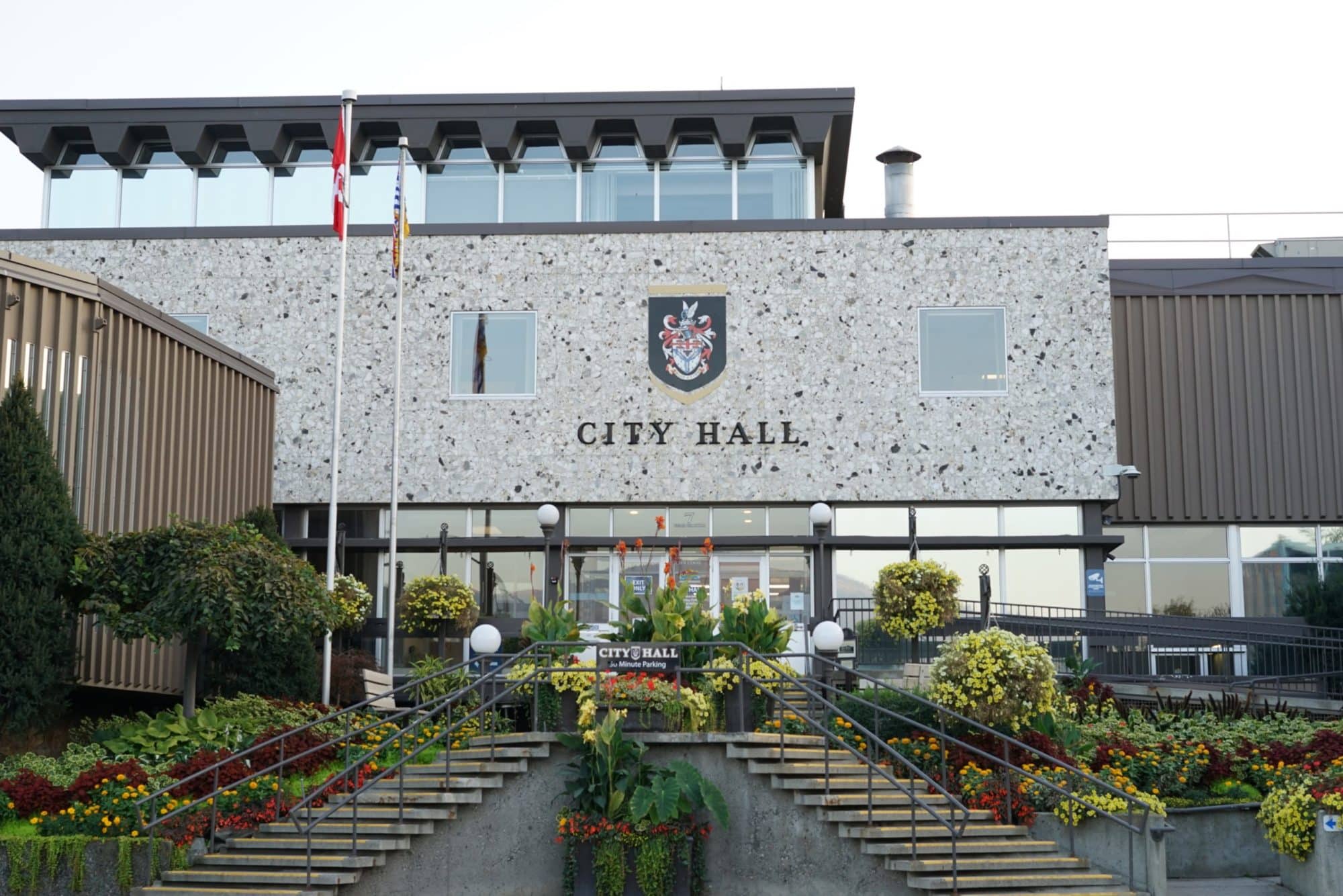 The main entrance of Kamloops city hall.