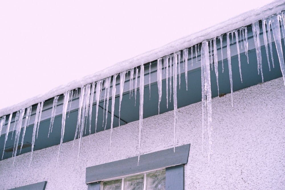Icicles dangle off a home's roof in Kamloops.