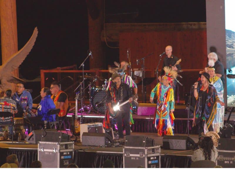 All performers, from drummers and dancers to the Kamloops Symphony Orchestra, gather on stage at ‘Music for the People’ take the stage