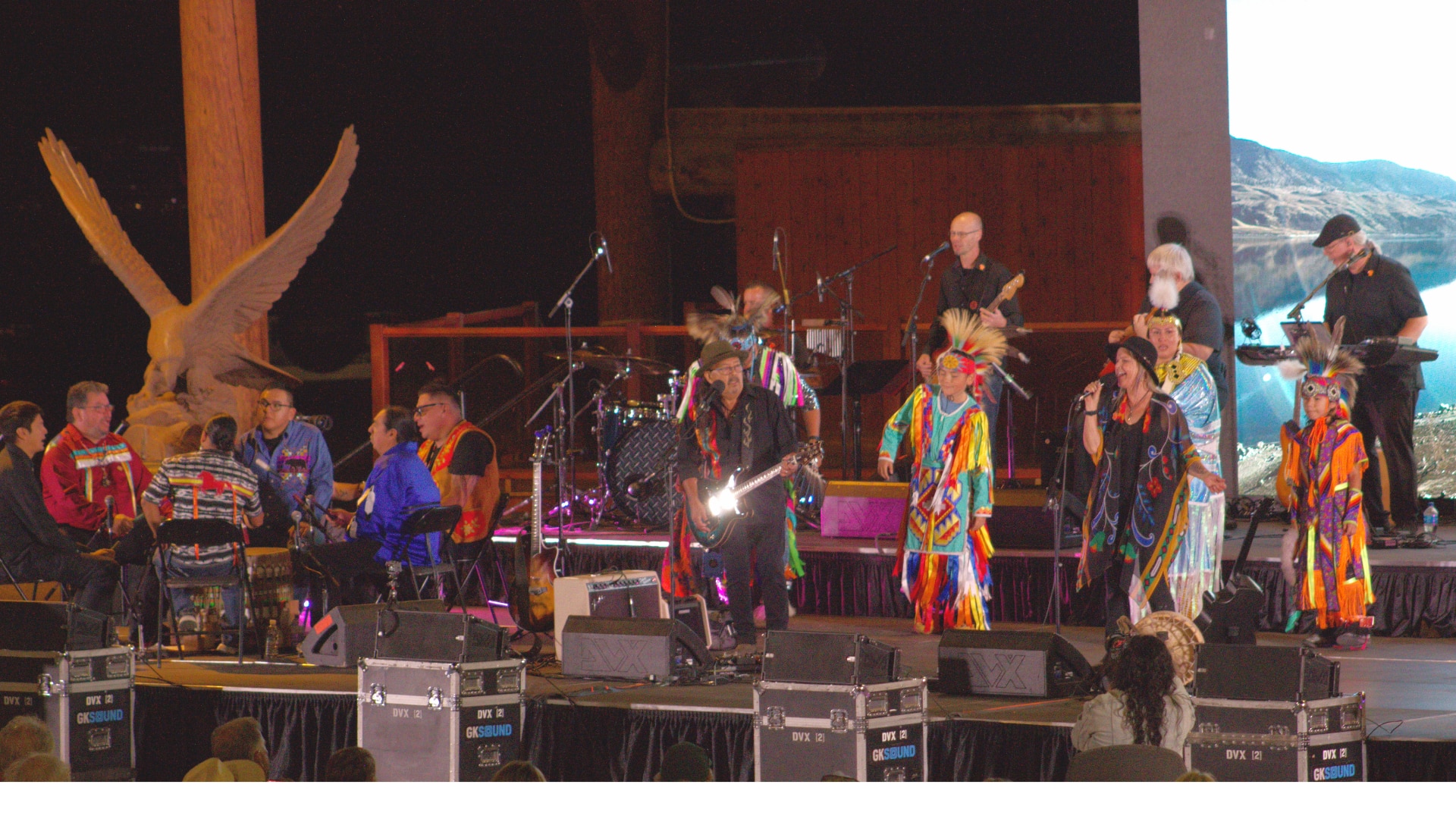 All performers, from drummers and dancers to the Kamloops Symphony Orchestra, gather on stage at ‘Music for the People’ take the stage