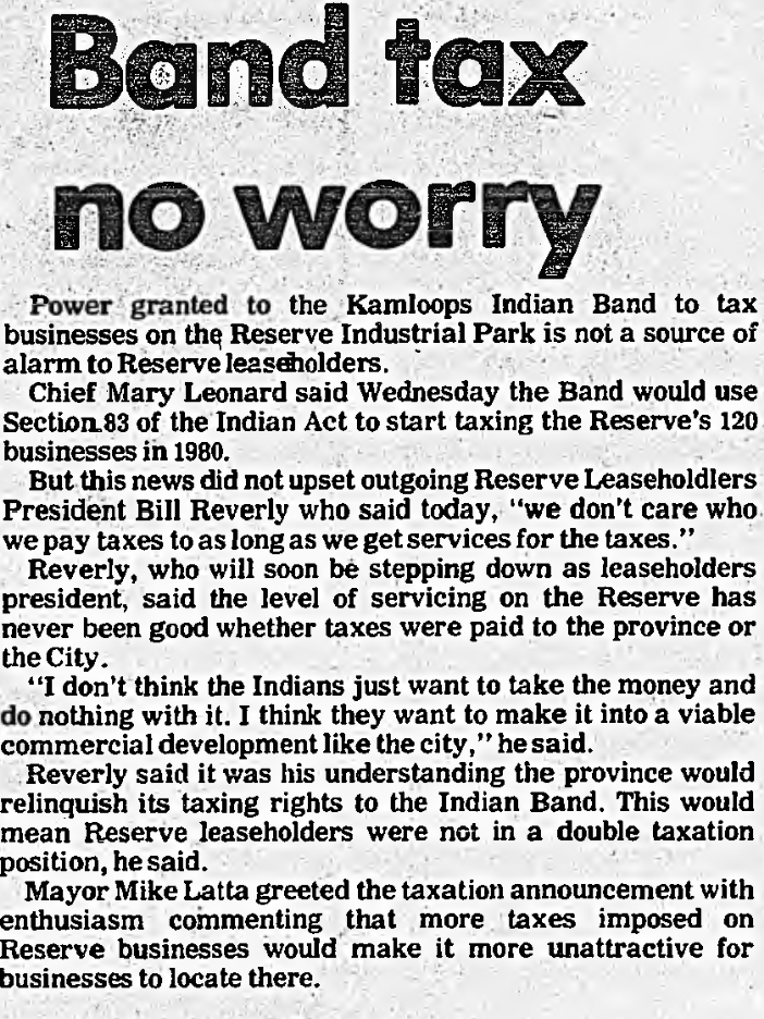 A clipping from The Kamloops News 1979-12-07