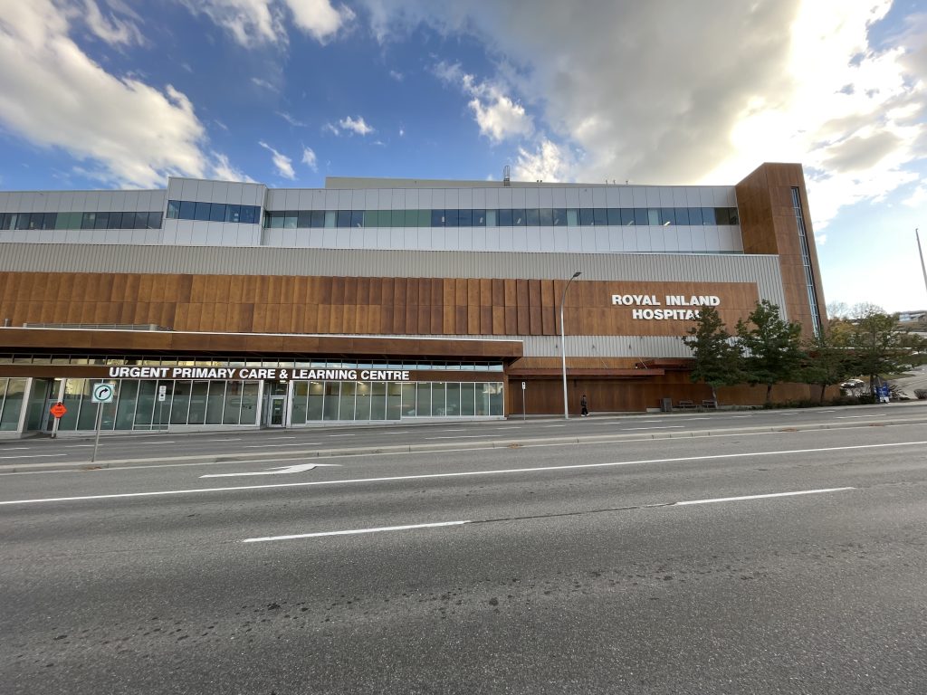 A picture of Royal Inland Hospital and the Urgent Primary Care and Learning Centre.